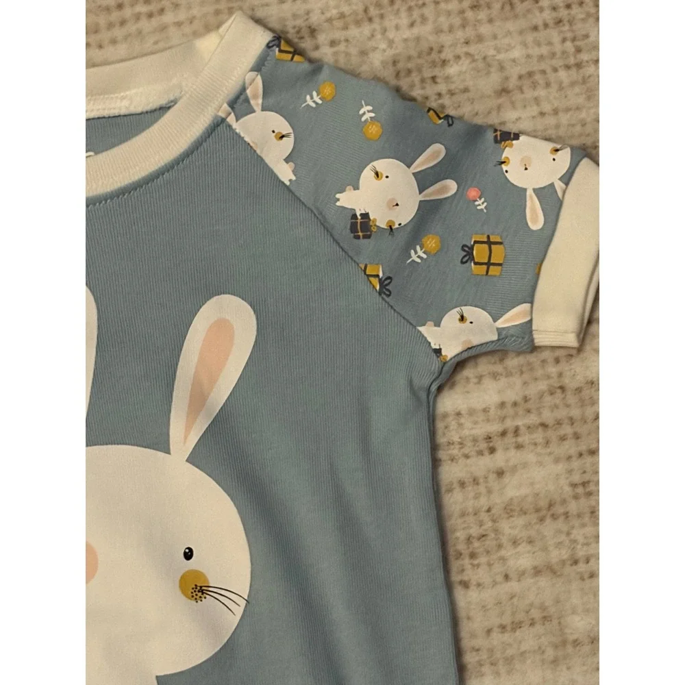 Vaenait Baby Blue‎ Bunny Rabbit Pajama Set Short Sleeve Snug Fit 2PC NEW 18-24m